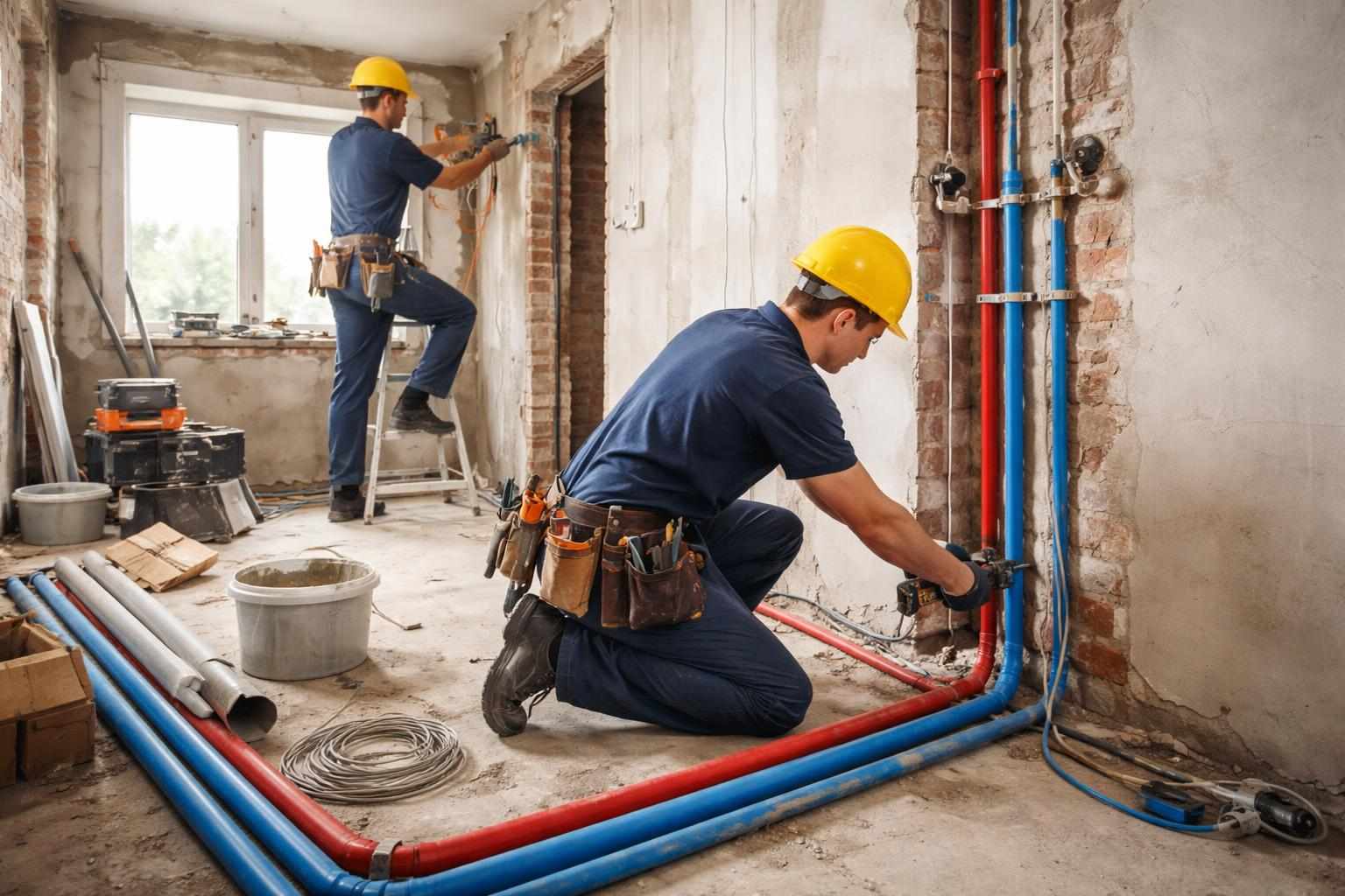 示意圖：台中舊屋翻新水電整體配置工程施工情境